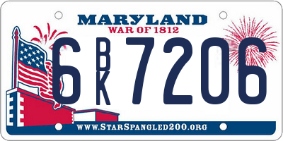 MD license plate 6BK7206