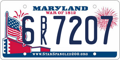 MD license plate 6BK7207