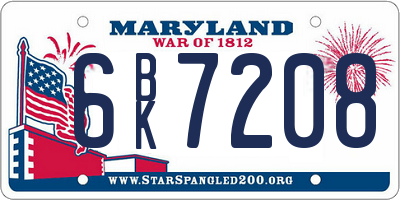 MD license plate 6BK7208
