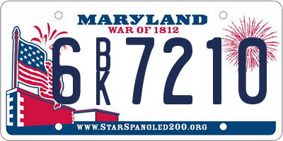 MD license plate 6BK7210