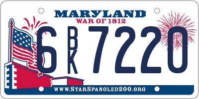 MD license plate 6BK7220