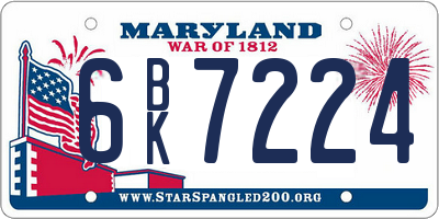 MD license plate 6BK7224