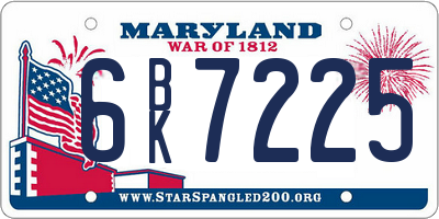 MD license plate 6BK7225