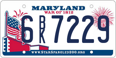 MD license plate 6BK7229