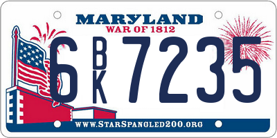 MD license plate 6BK7235