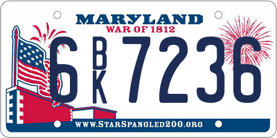 MD license plate 6BK7236