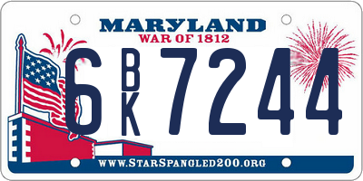 MD license plate 6BK7244