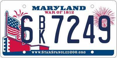 MD license plate 6BK7249