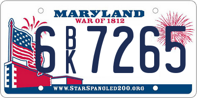 MD license plate 6BK7265