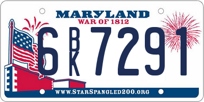 MD license plate 6BK7291