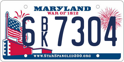 MD license plate 6BK7304