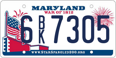 MD license plate 6BK7305