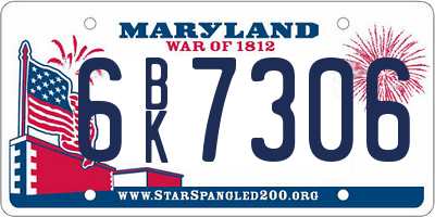 MD license plate 6BK7306