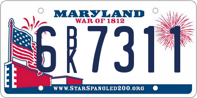 MD license plate 6BK7311
