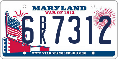 MD license plate 6BK7312