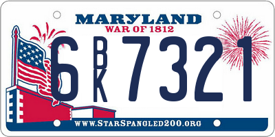 MD license plate 6BK7321