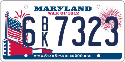 MD license plate 6BK7323