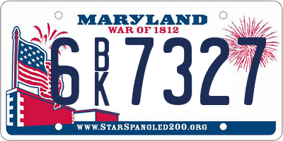 MD license plate 6BK7327