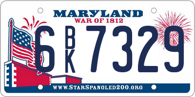 MD license plate 6BK7329