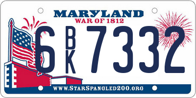 MD license plate 6BK7332