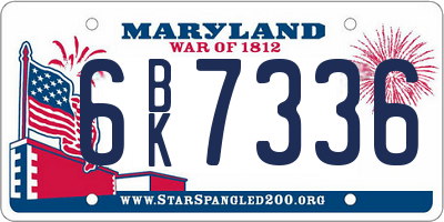 MD license plate 6BK7336