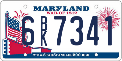 MD license plate 6BK7341