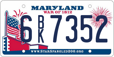 MD license plate 6BK7352