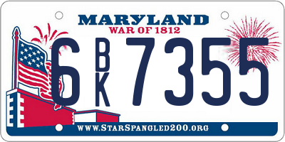 MD license plate 6BK7355