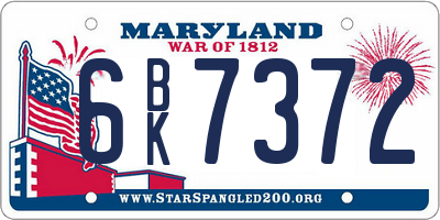 MD license plate 6BK7372