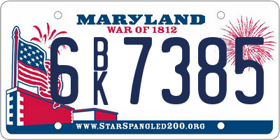 MD license plate 6BK7385