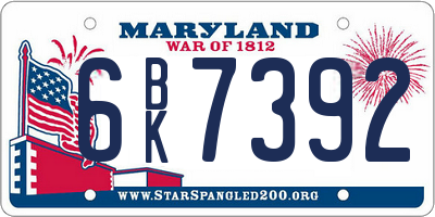 MD license plate 6BK7392