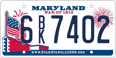 MD license plate 6BK7402