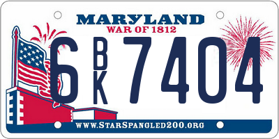 MD license plate 6BK7404