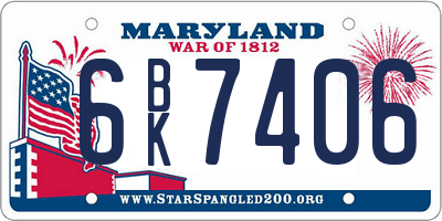 MD license plate 6BK7406