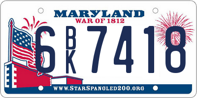 MD license plate 6BK7418
