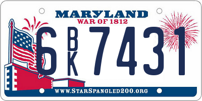 MD license plate 6BK7431