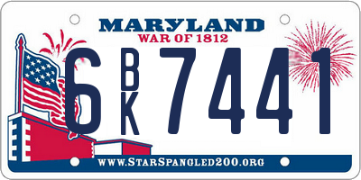 MD license plate 6BK7441