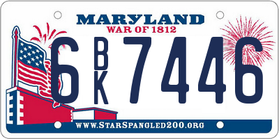 MD license plate 6BK7446