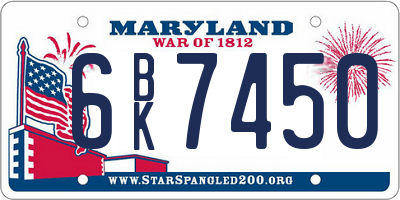 MD license plate 6BK7450