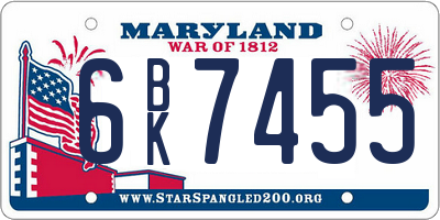 MD license plate 6BK7455