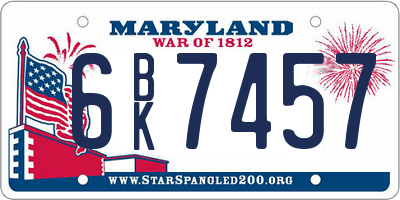 MD license plate 6BK7457
