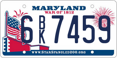 MD license plate 6BK7459