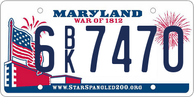 MD license plate 6BK7470