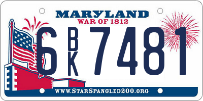 MD license plate 6BK7481