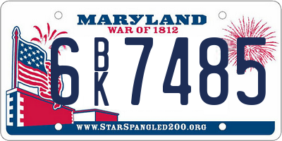 MD license plate 6BK7485