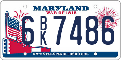 MD license plate 6BK7486