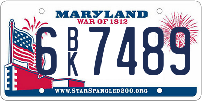 MD license plate 6BK7489