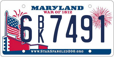 MD license plate 6BK7491