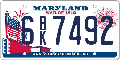 MD license plate 6BK7492