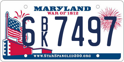 MD license plate 6BK7497